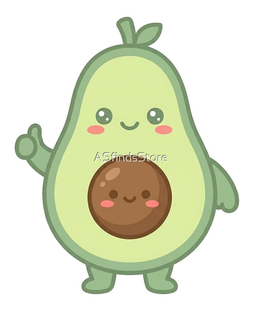 Avocado Thumbs Up design — a cheerful avocado giving a thumbs up